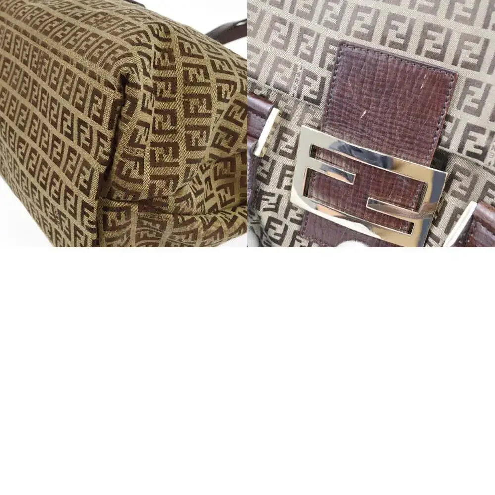 Fendi Zucchino Canvas Vintage Flap Satchel Brown - Picture 4 of 4